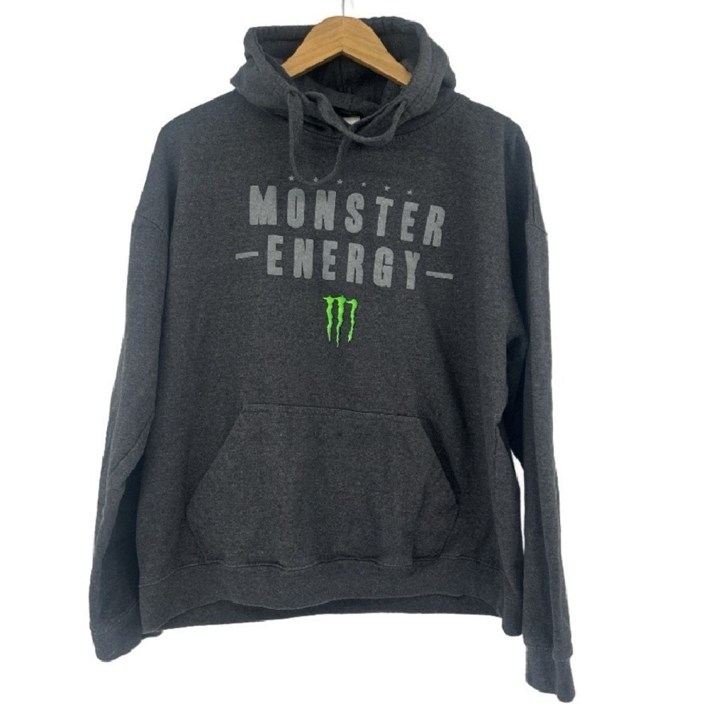 Monster Energy Hoodie Mens L Grunge Alternative Edgy Racing Logo Moto 2010s
